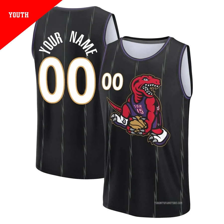 Youth Toronto Raptors Custom ＃00 2024/25 Black Fast Break City Edition Jersey