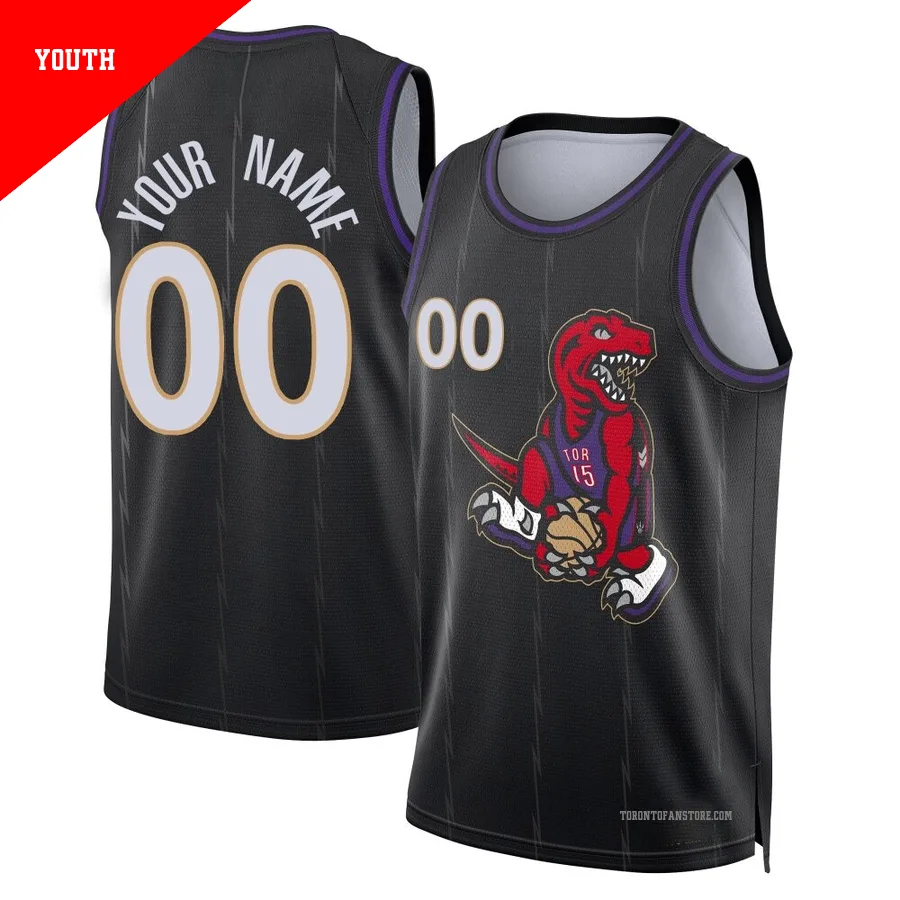 Youth Toronto Raptors Custom ＃00 2024/25 Swingman Black City Edition Jersey