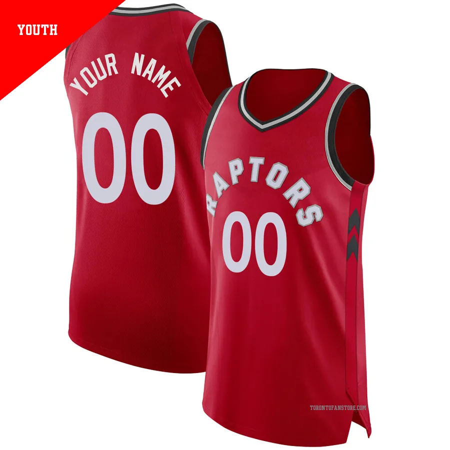 Youth Toronto Raptors Custom ＃00 Red Authentic Jersey - Icon Edition