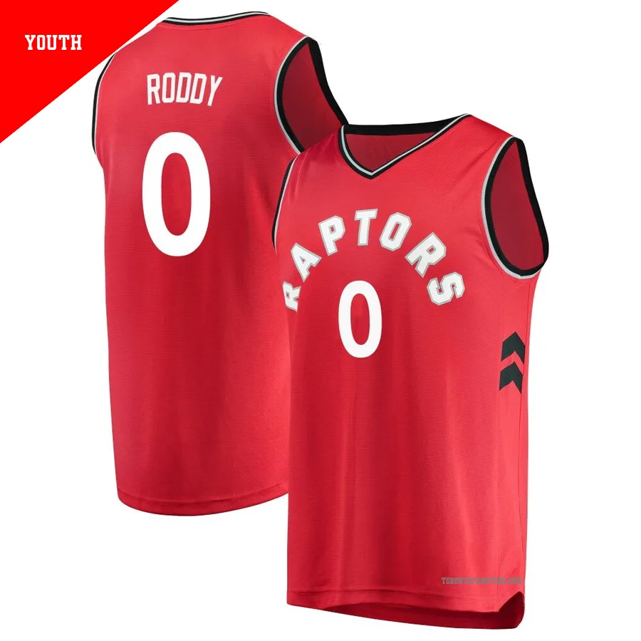 Youth Toronto Raptors David Roddy ＃0 Red Fast Break Jersey - Icon Edition