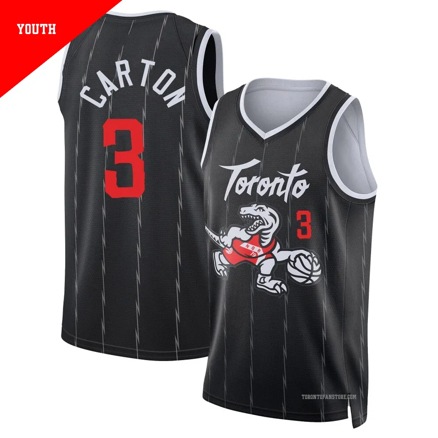 Youth Toronto Raptors D.J. Carton ＃3 2025/26 Swingman Black City Edition Jersey