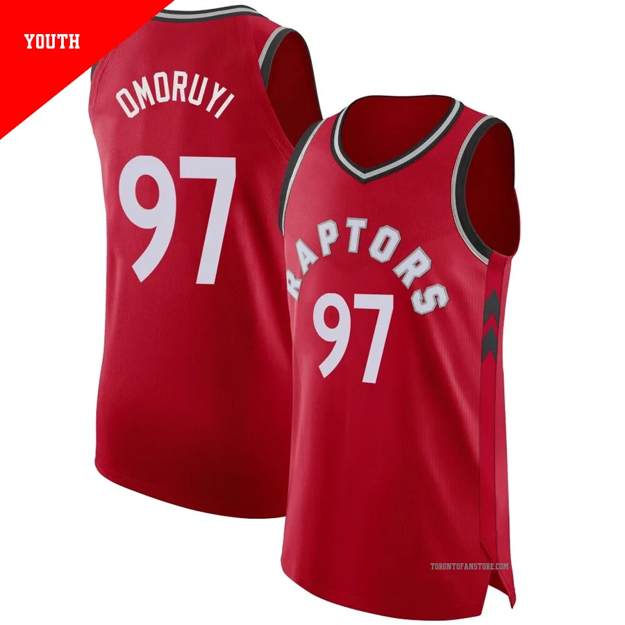 Youth Toronto Raptors Eugene Omoruyi ＃97 Red Authentic Jersey - Icon Edition