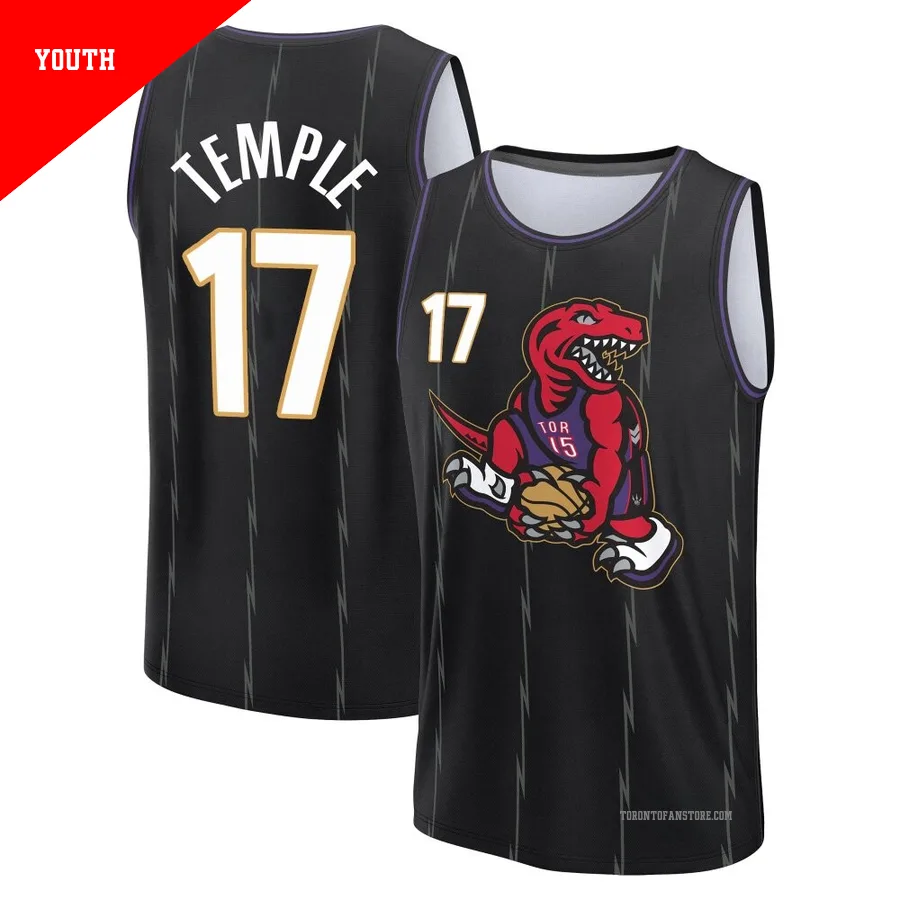 Youth Toronto Raptors Garrett Temple ＃17 2024/25 Black Fast Break City Edition Jersey