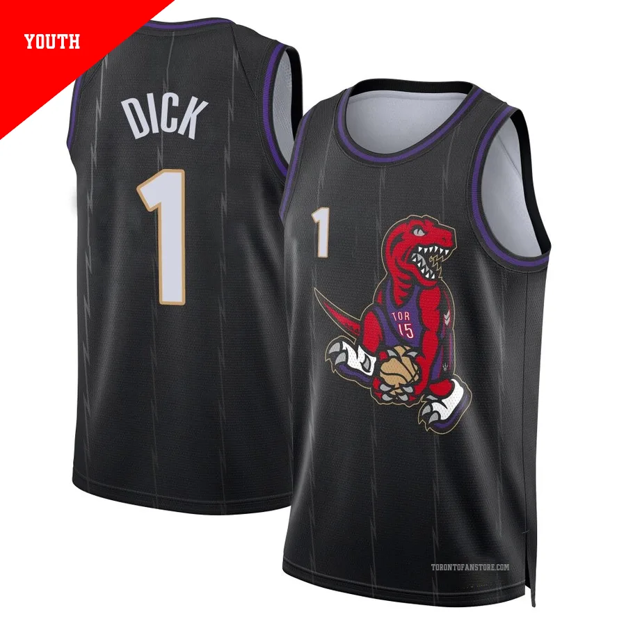 Youth Toronto Raptors Gradey Dick ＃1 2024/25 Swingman Black City Edition Jersey