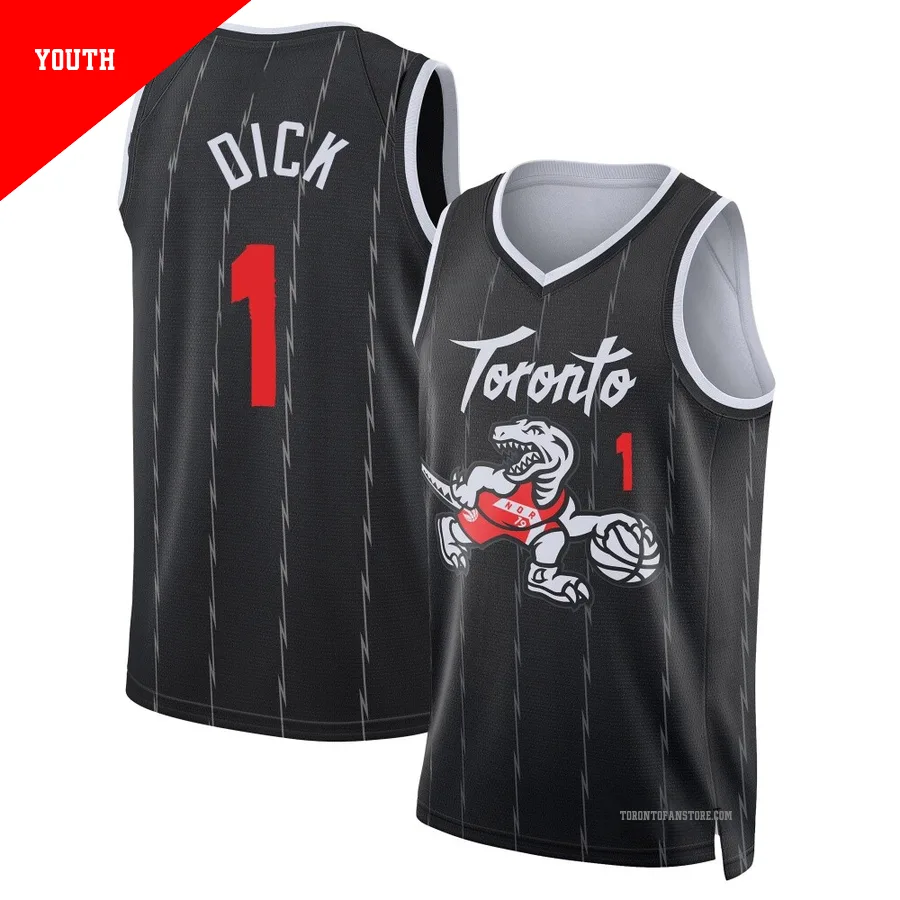 Youth Toronto Raptors Gradey Dick ＃1 2025/26 Swingman Black City Edition Jersey