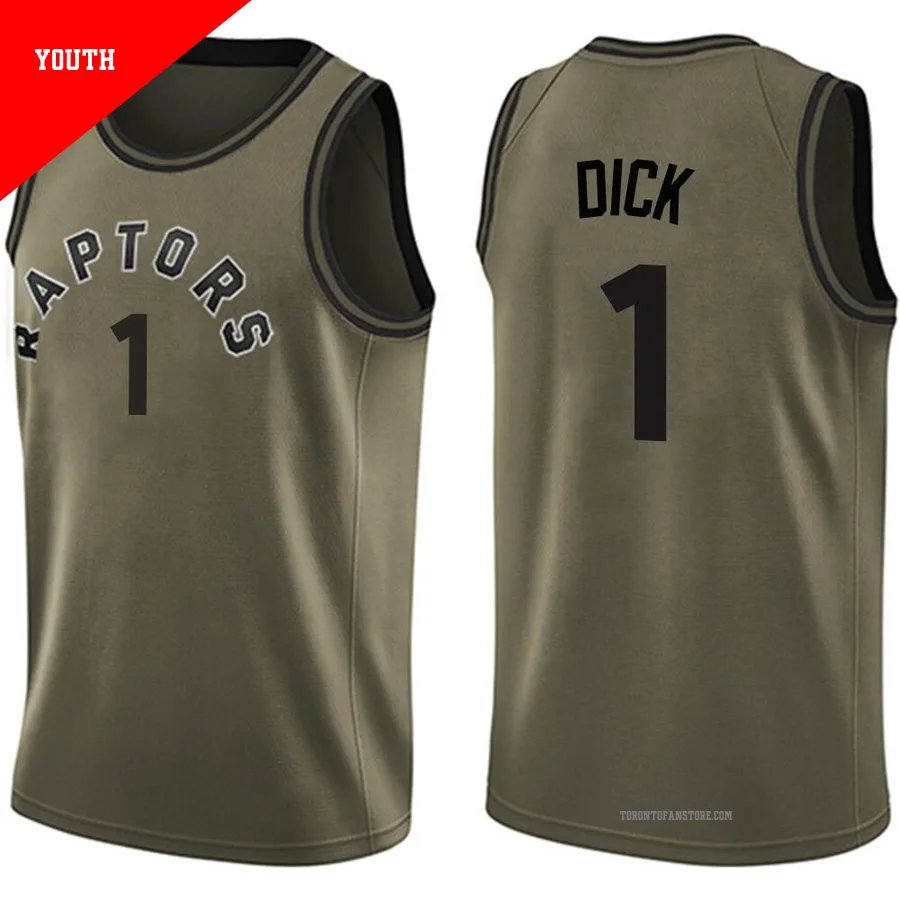 Youth Toronto Raptors Gradey Dick ＃1 Green Swingman Salute to Service Jersey