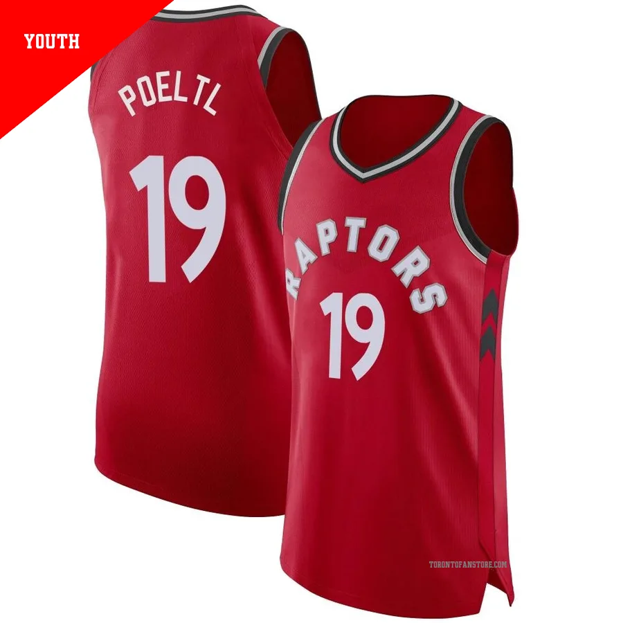 Youth Toronto Raptors Jakob Poeltl ＃19 Red Authentic Jersey - Icon Edition