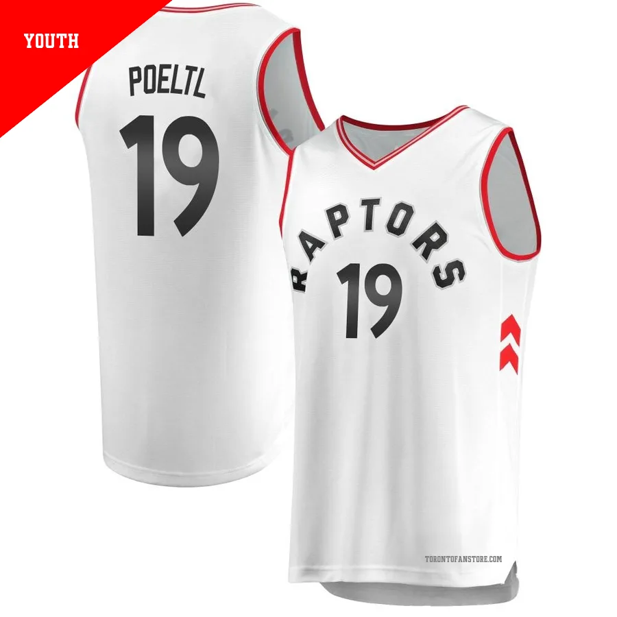 Youth Toronto Raptors Jakob Poeltl ＃19 White Fast Break Jersey - Association Edition