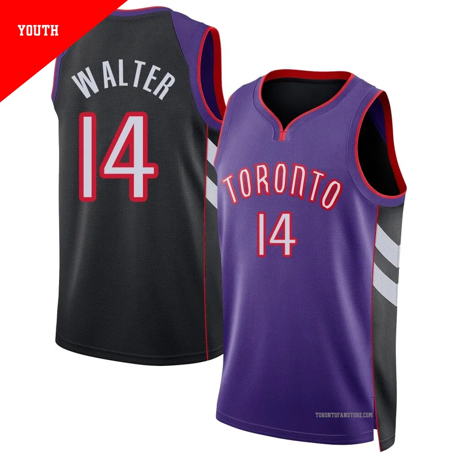 Youth Toronto Raptors Ja'Kobe Walter ＃14 2024/25 Swingman Purple Classic Edition Jersey