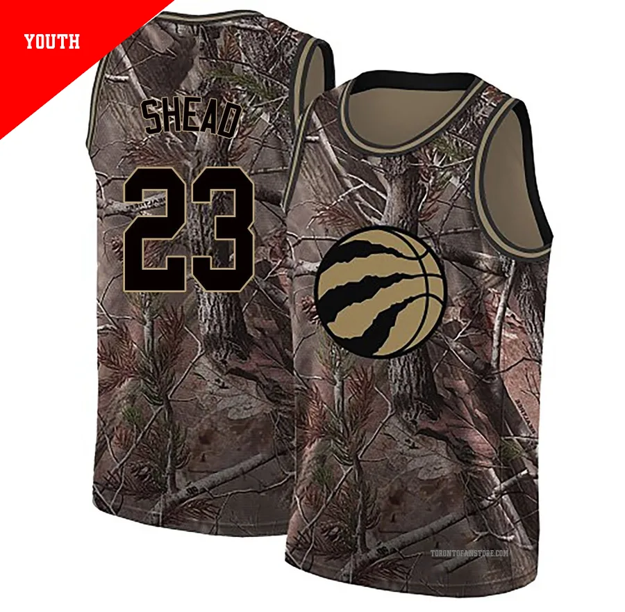Youth Toronto Raptors Jamal Shead ＃23 Camo Swingman Realtree Collection Jersey
