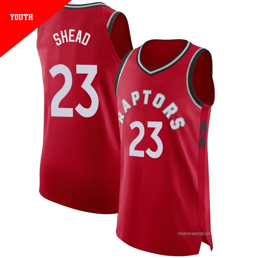 Youth Toronto Raptors Jamal Shead ＃23 Red Authentic Jersey - Icon Edition