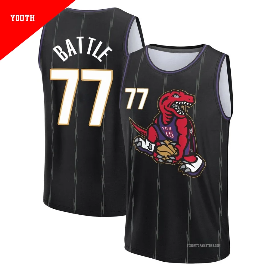 Youth Toronto Raptors Jamison Battle ＃77 2024/25 Black Fast Break City Edition Jersey