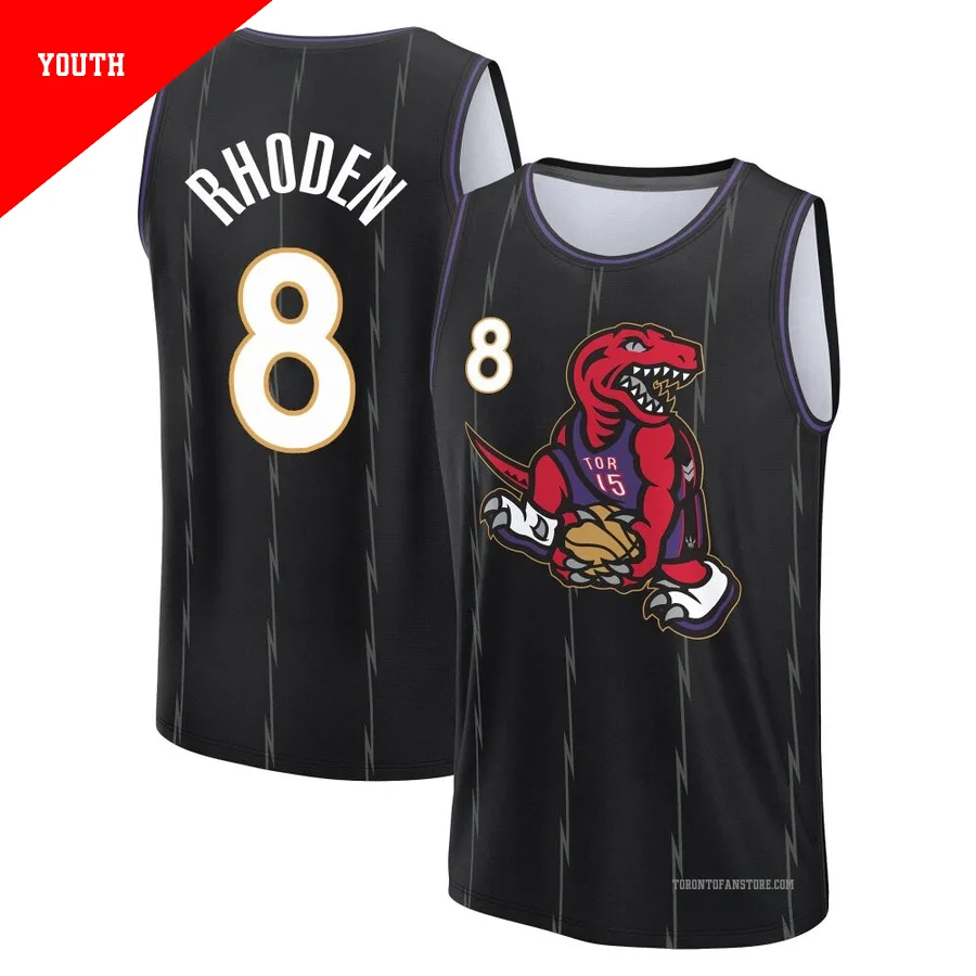 Youth Toronto Raptors Jared Rhoden ＃8 2024/25 Black Fast Break City Edition Jersey