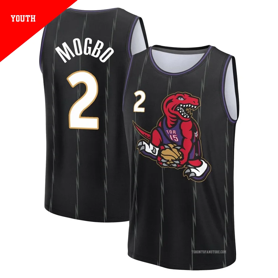 Youth Toronto Raptors Jonathan Mogbo ＃2 2024/25 Black Fast Break City Edition Jersey