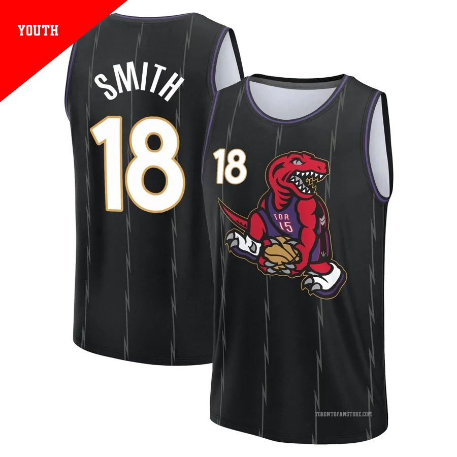 Youth Toronto Raptors Malachi Smith ＃18 2024/25 Black Fast Break City Edition Jersey