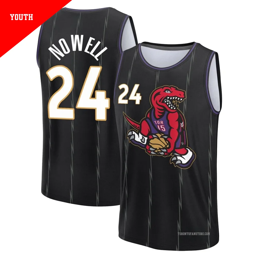 Youth Toronto Raptors Markquis Nowell ＃24 2024/25 Black Fast Break City Edition Jersey