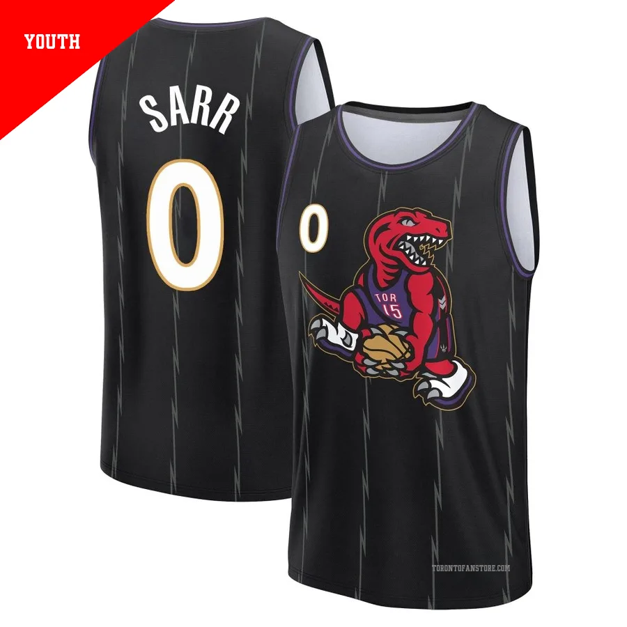 Youth Toronto Raptors Olivier Sarr ＃0 2024/25 Black Fast Break City Edition Jersey
