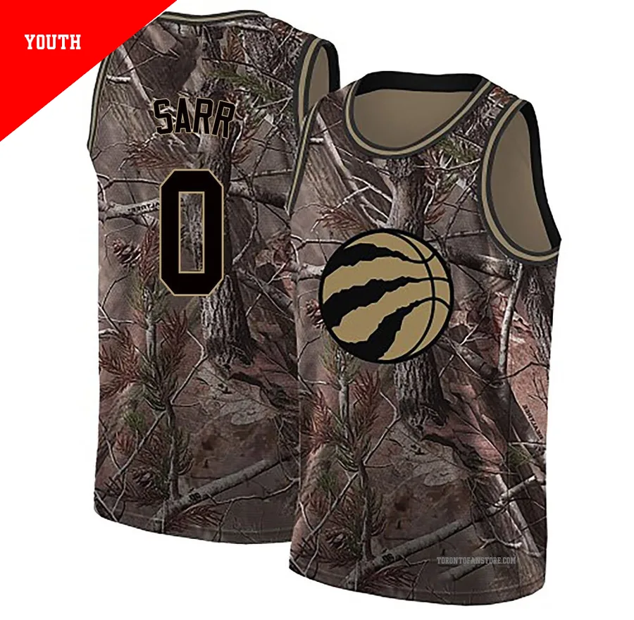 Youth Toronto Raptors Olivier Sarr ＃0 Camo Swingman Realtree Collection Jersey