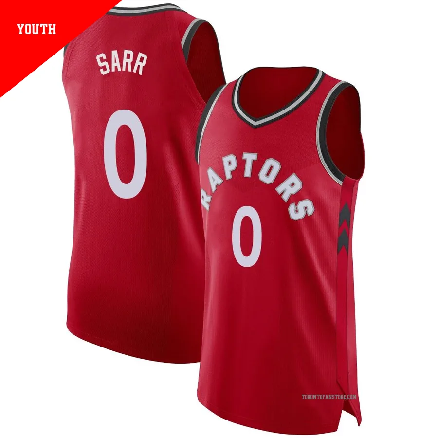 Youth Toronto Raptors Olivier Sarr ＃0 Red Authentic Jersey - Icon Edition