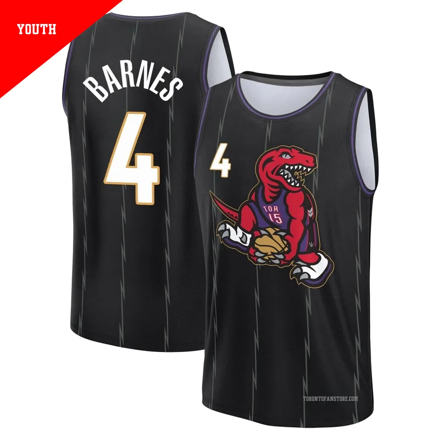 Youth Toronto Raptors Scottie Barnes ＃4 2024/25 Black Fast Break City Edition Jersey