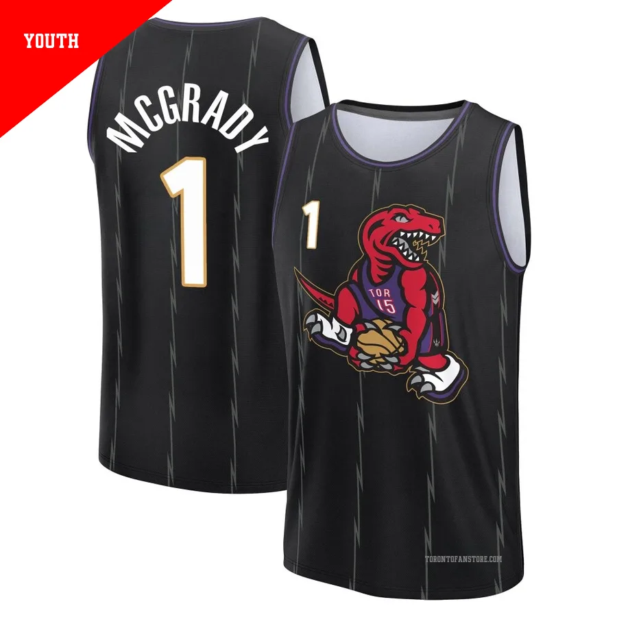 Youth Toronto Raptors Tracy McGrady ＃1 2024/25 Black Fast Break City Edition Jersey