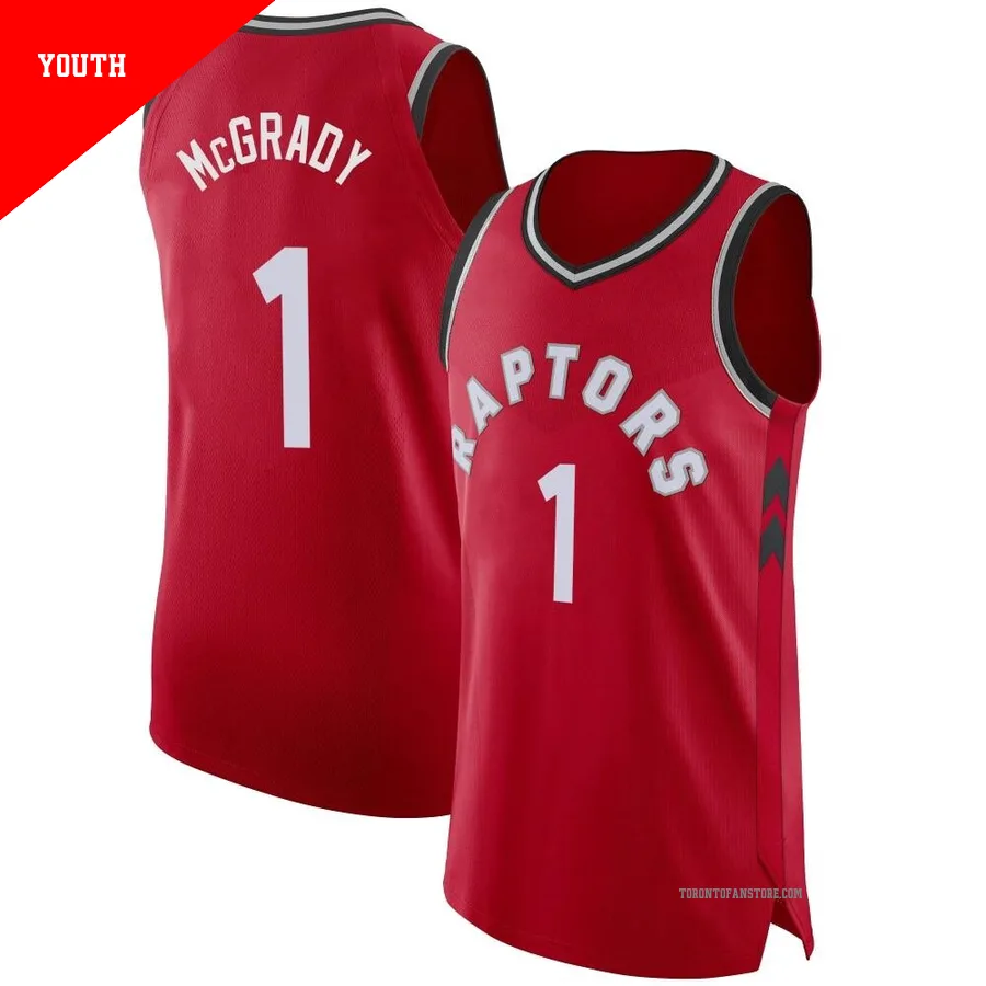 Youth Toronto Raptors Tracy McGrady ＃1 Red Authentic Jersey - Icon Edition