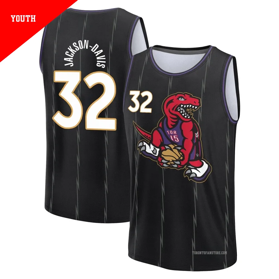 Youth Toronto Raptors Trayce Jackson-Davis ＃32 2024/25 Black Fast Break City Edition Jersey