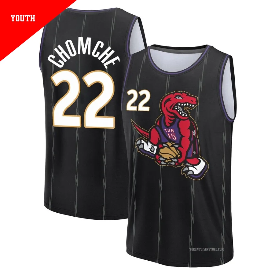 Youth Toronto Raptors Ulrich Chomche ＃22 2024/25 Black Fast Break City Edition Jersey